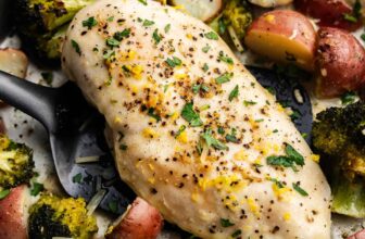 Sheet Pan Garlic Parmesan Rooster Broccoli and Potatoes